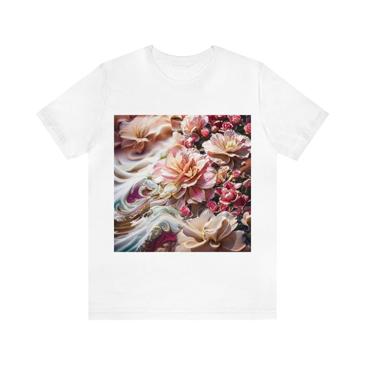 Floral Swirl Essence - Unisex Jersey Short Sleeve Tee - T-Shirt - g(0D·IO) - White - S -