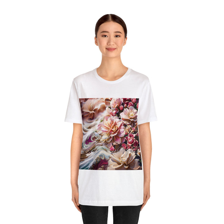 Floral Swirl Essence - Unisex Jersey Short Sleeve Tee - T-Shirt - g(0D·IO) - Black - S -