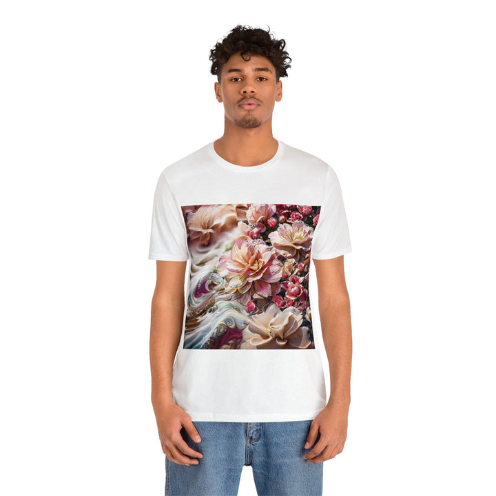 Floral Swirl Essence - Unisex Jersey Short Sleeve Tee - T-Shirt - g(0D·IO) - Black - S -