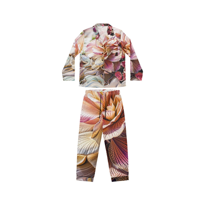 Floral Swirl Essence - Women's Satin Pajamas - All Over Prints - g(0D·IO) - XS/S - Black -