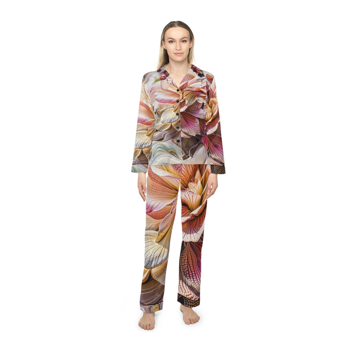 Floral Swirl Essence - Women's Satin Pajamas - All Over Prints - g(0D·IO) - XS/S - Black -