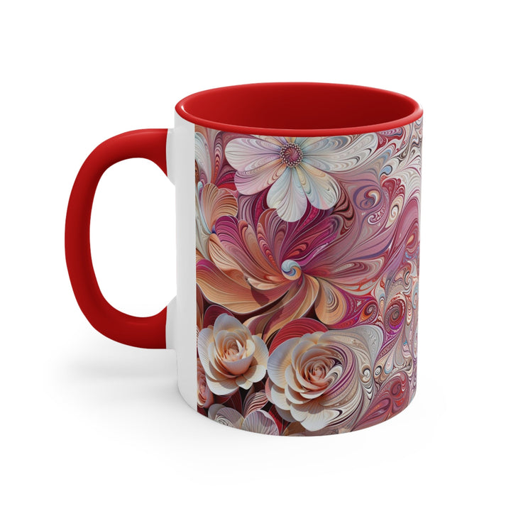 Floral Swirl Symphony - Accent Coffee Mug - Mug - g(0D·IO) - Pink - 11oz -