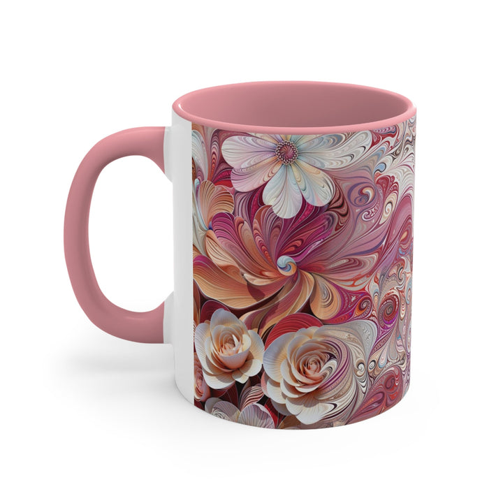 Floral Swirl Symphony - Accent Coffee Mug - Mug - g(0D·IO) - Pink - 11oz -