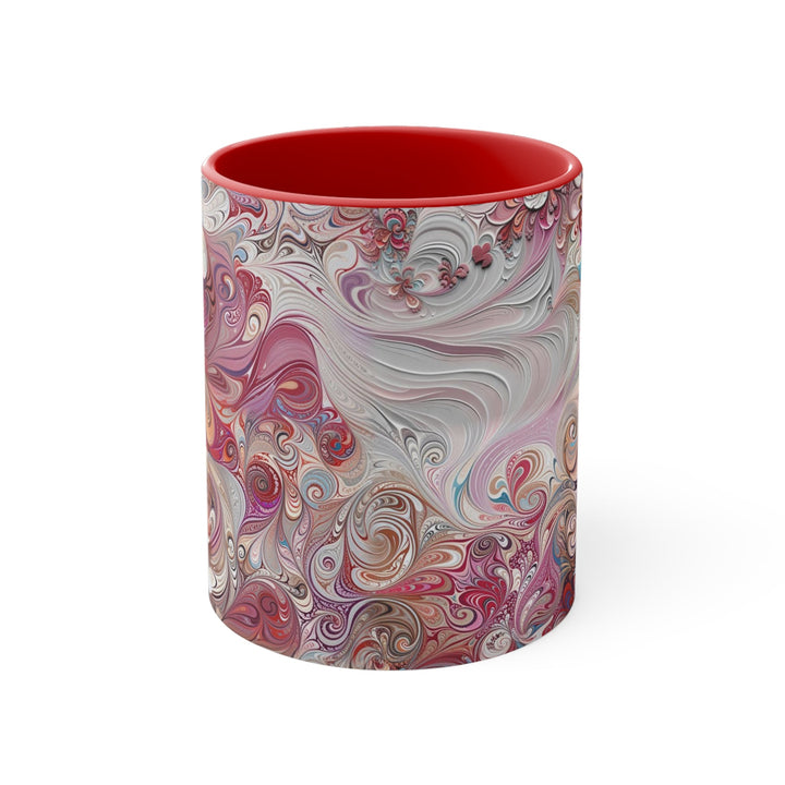 Floral Swirl Symphony - Accent Coffee Mug - Mug - g(0D·IO) - Red - 11oz -