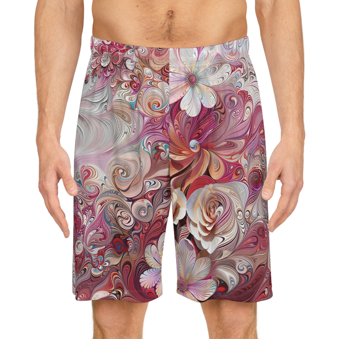 Floral Swirl Symphony - AOP Basketball Shorts - All Over Prints - g(0D·IO) - Seam thread color automatically matched to design - XS -