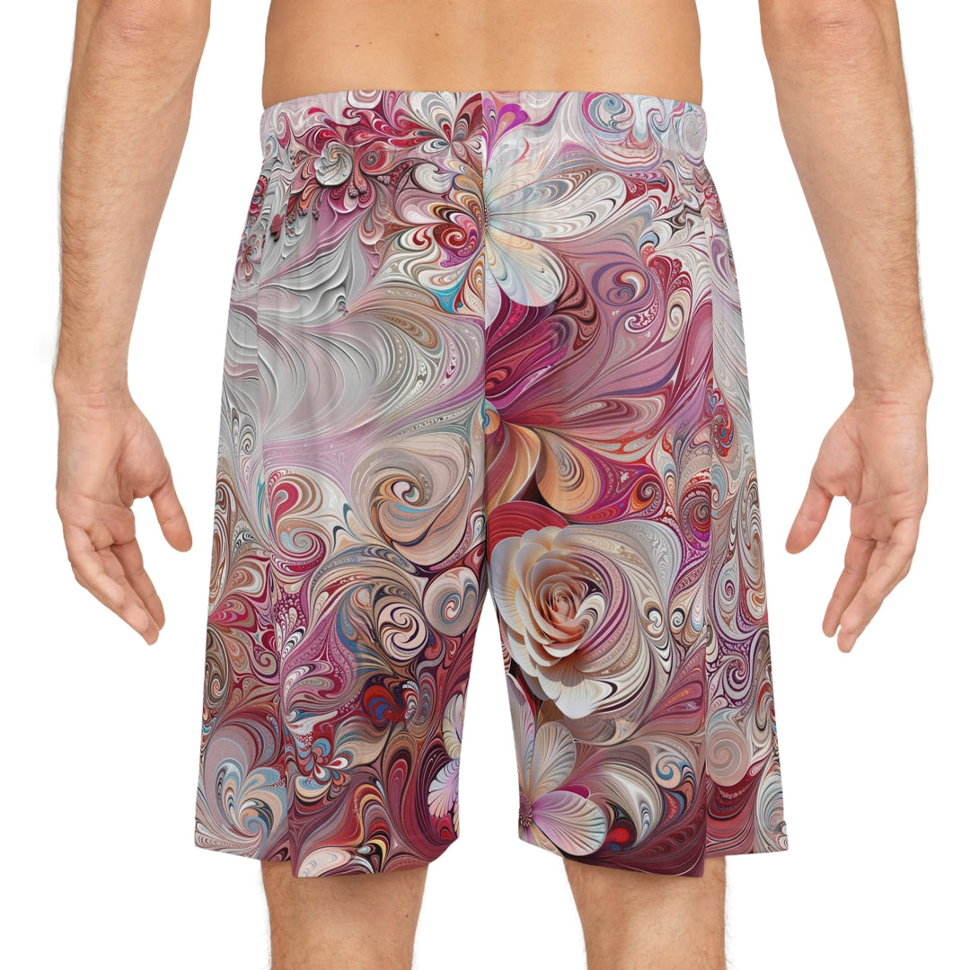 Floral Swirl Symphony - AOP Basketball Shorts - All Over Prints - g(0D·IO) - Seam thread color automatically matched to design - XS -