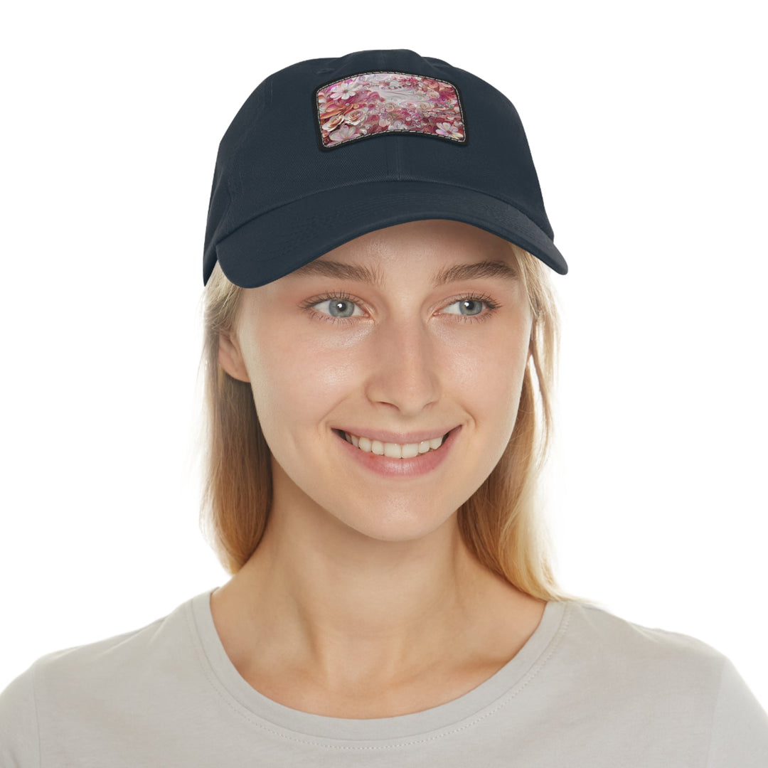 Floral Swirl Symphony - Dad Hat - Hats - g(0D·IO) - White / Black patch - Rectangle - One size