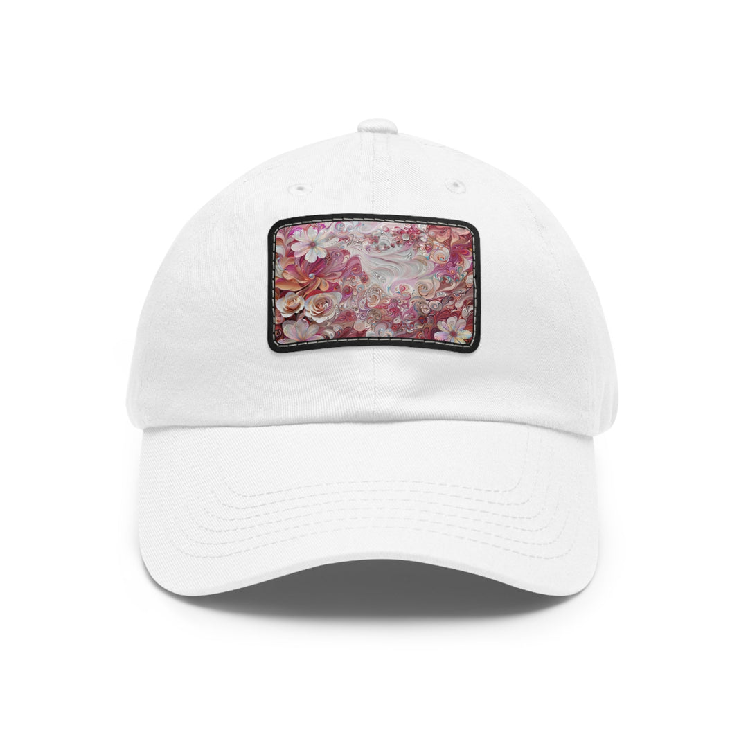 Floral Swirl Symphony - Dad Hat - Hats - g(0D·IO) - White / Black patch - Rectangle - One size