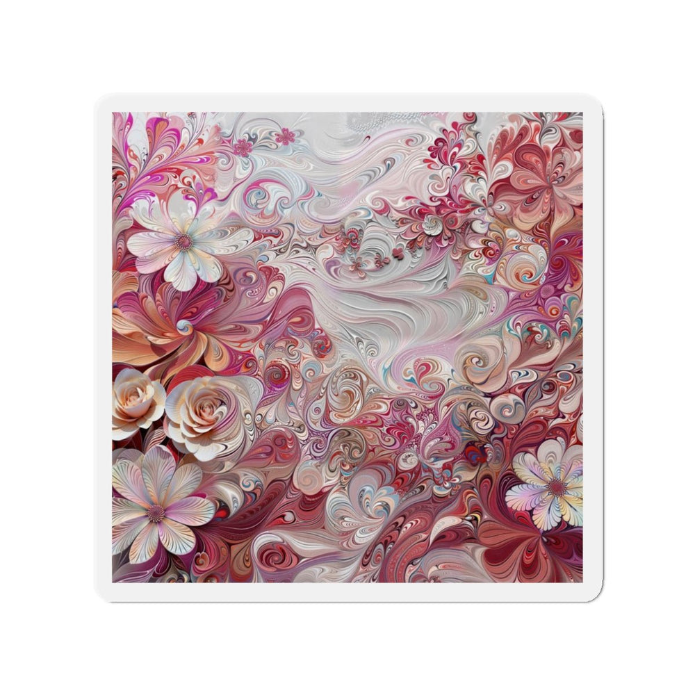 Floral Swirl Symphony - Die-cut Magnet - Home Decor - g(0D·IO) - 3" x 3" - Die-Cut - 1 pc