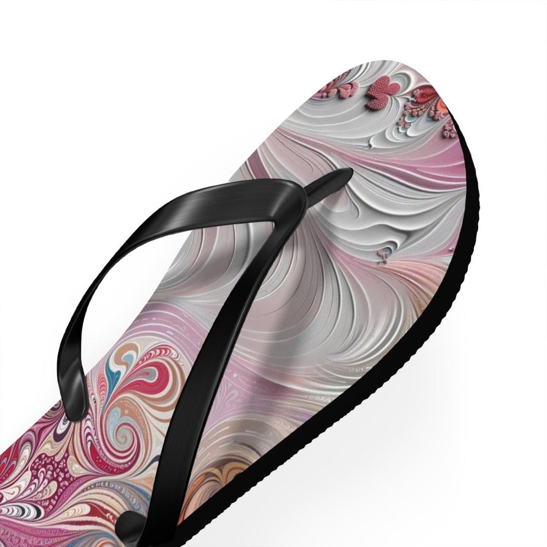 Floral Swirl Symphony - Flip Flops - Shoes - g(0D·IO) - XL - Black sole -