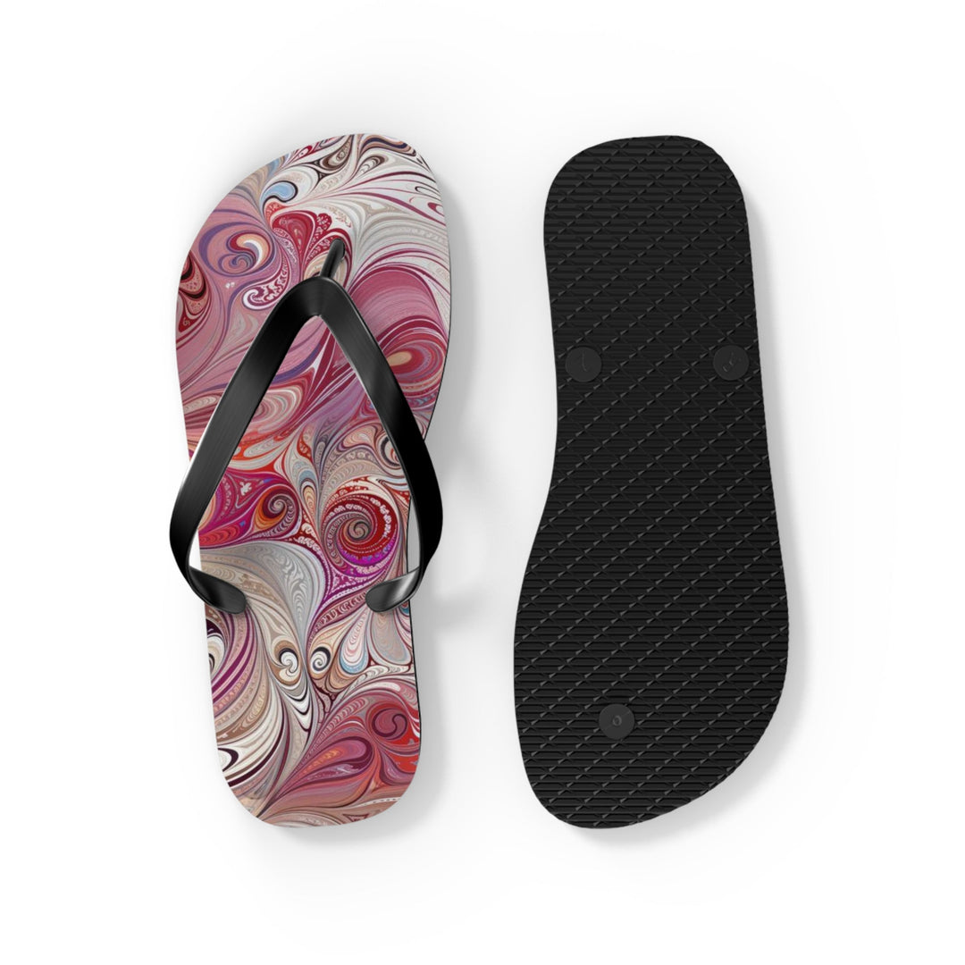 Floral Swirl Symphony - Flip Flops - Shoes - g(0D·IO) - XL - Black sole -