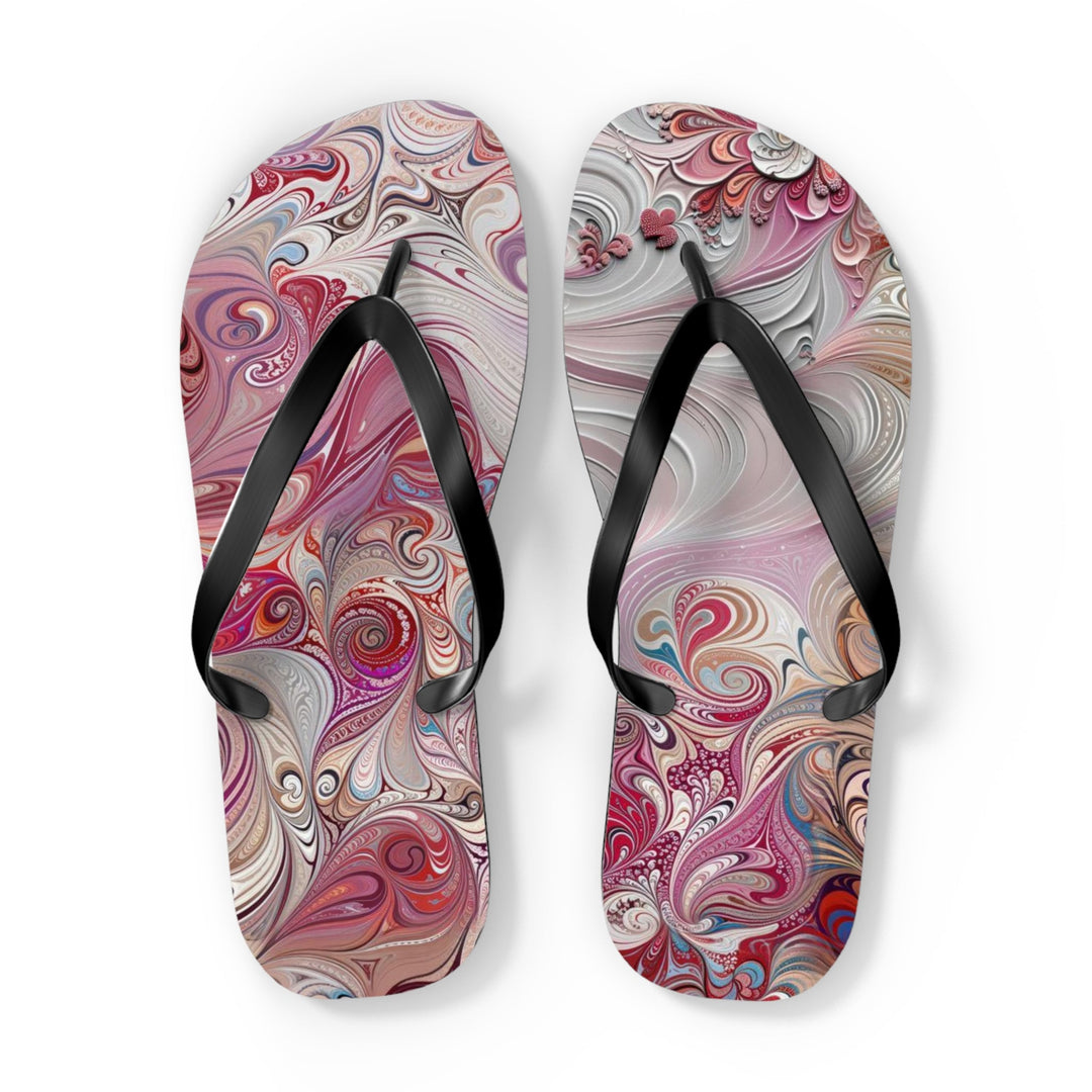 Floral Swirl Symphony - Flip Flops - Shoes - g(0D·IO) - XL - Black sole -