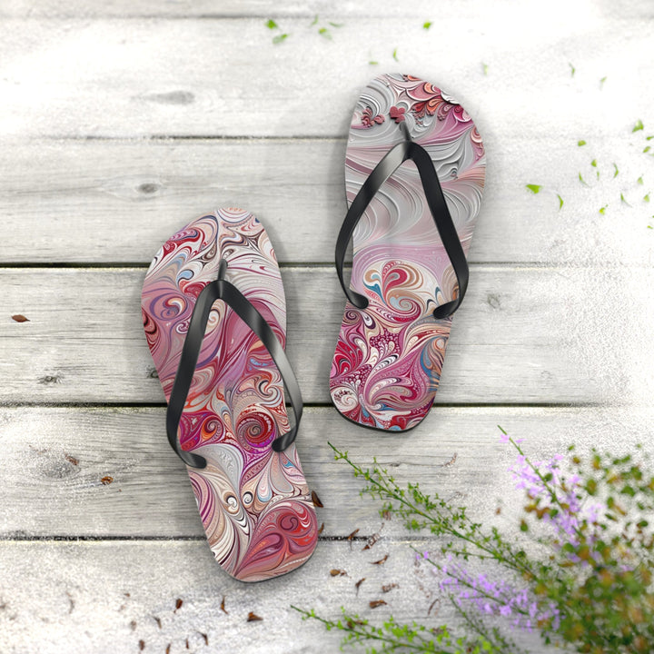 Floral Swirl Symphony - Flip Flops - Shoes - g(0D·IO) - XL - Black sole -