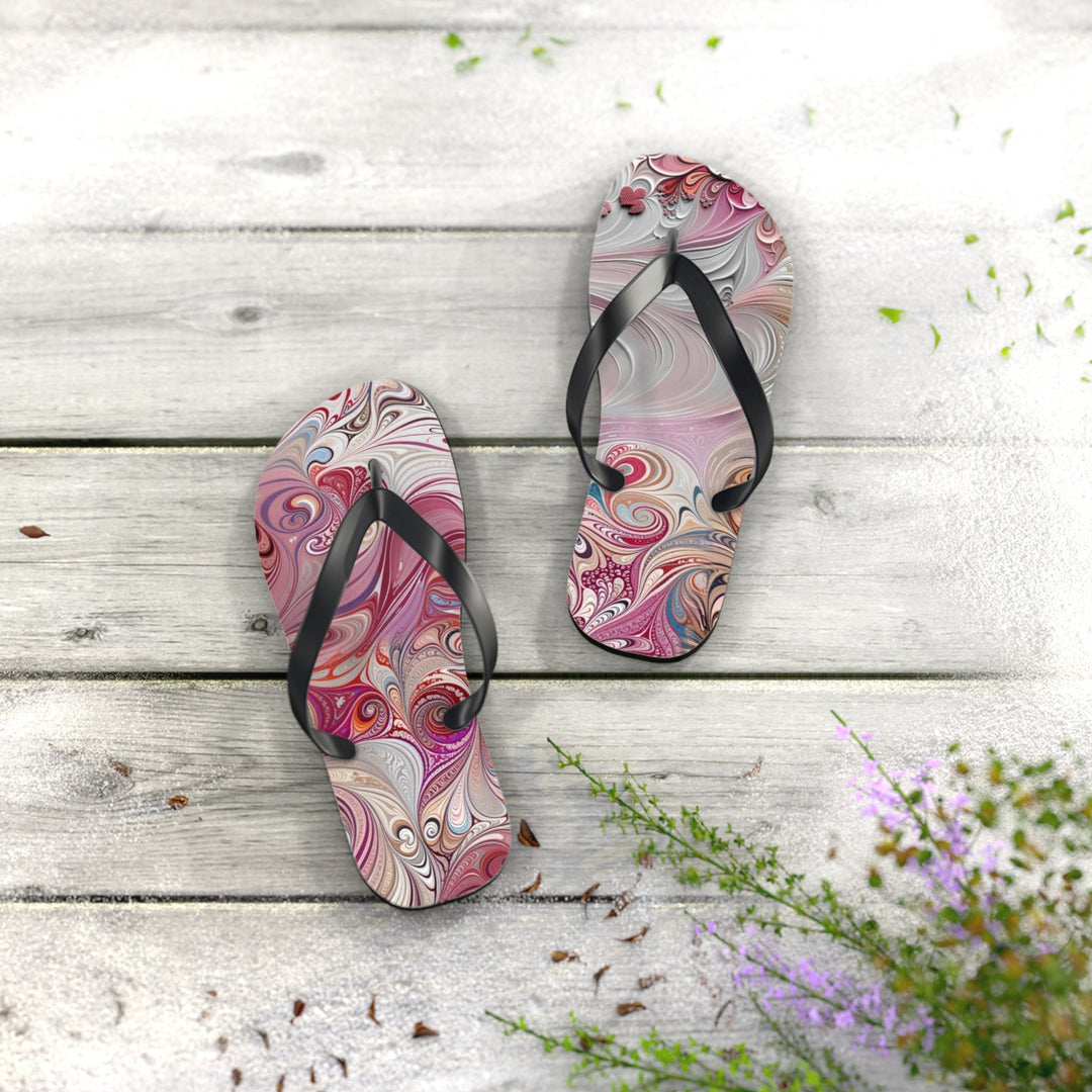 Floral Swirl Symphony - Flip Flops - Shoes - g(0D·IO) - XL - Black sole -