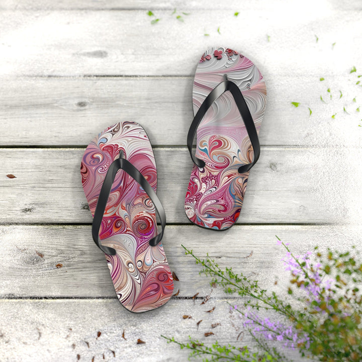 Floral Swirl Symphony - Flip Flops - Shoes - g(0D·IO) - XL - Black sole -