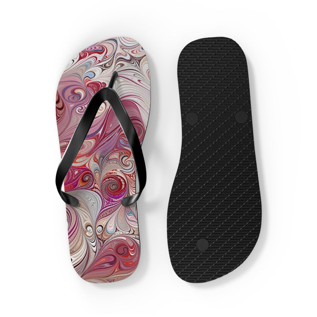 Floral Swirl Symphony - Flip Flops - Shoes - g(0D·IO) - XL - Black sole -