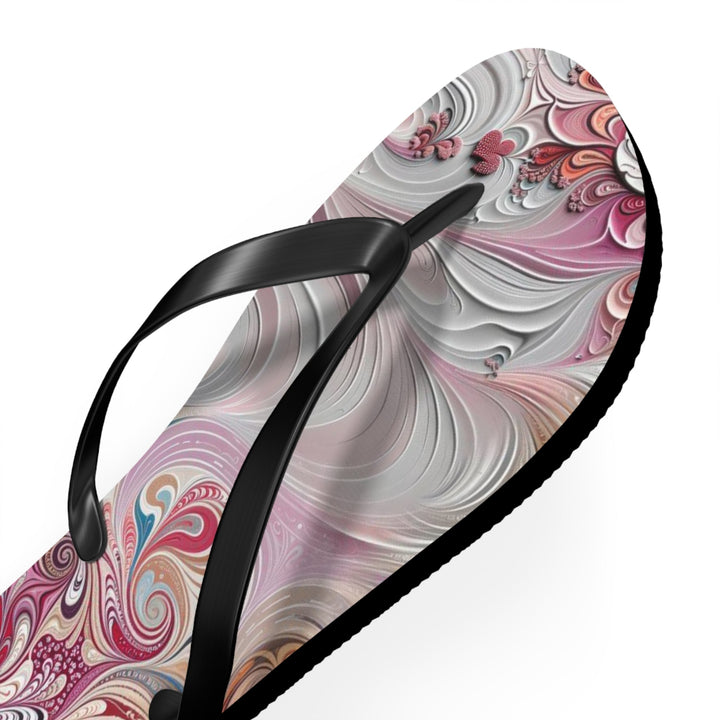 Floral Swirl Symphony - Flip Flops - Shoes - g(0D·IO) - XL - Black sole -