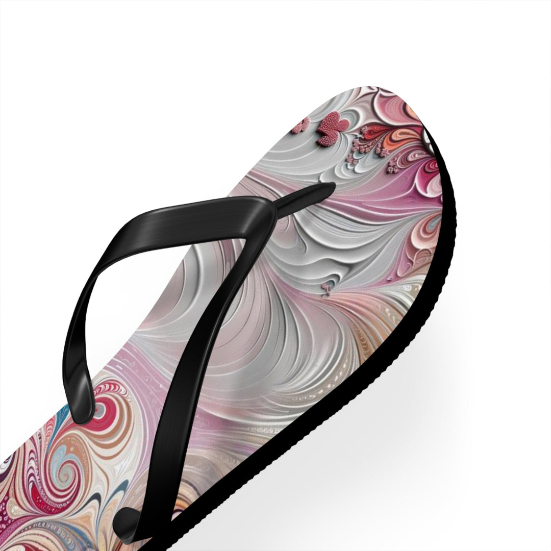 Floral Swirl Symphony - Flip Flops - Shoes - g(0D·IO) - XL - Black sole -