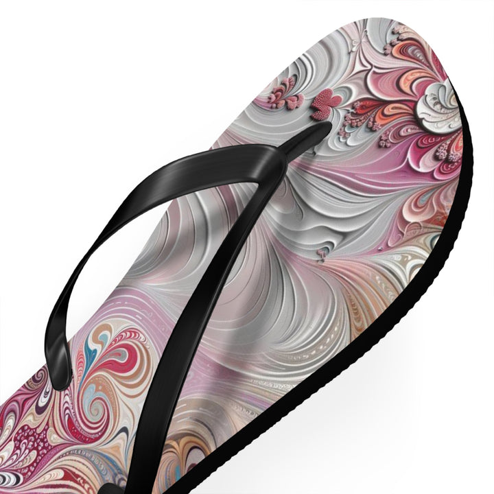 Floral Swirl Symphony - Flip Flops - Shoes - g(0D·IO) - XL - Black sole -