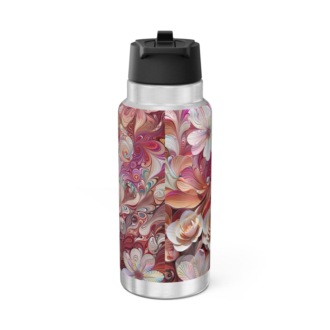 Floral Swirl Symphony - Gator Tumbler 32oz - Mug - g(0D·IO) - Silver - 32oz -