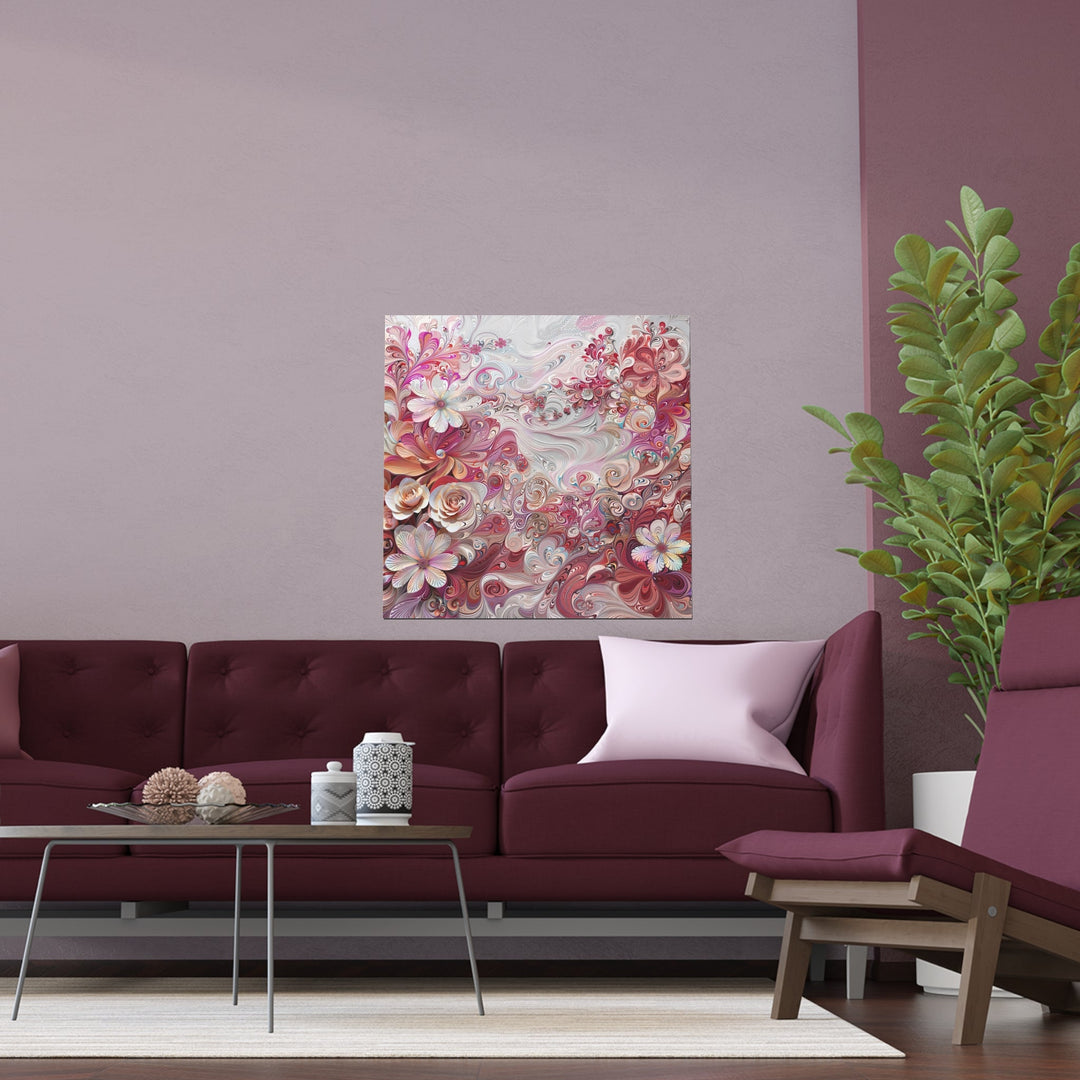 Floral Swirl Symphony - Indoor and Outdoor Silk Poster - Poster - g(0D·IO) - 30″ x 30″ (Square) - Semi Glossy -