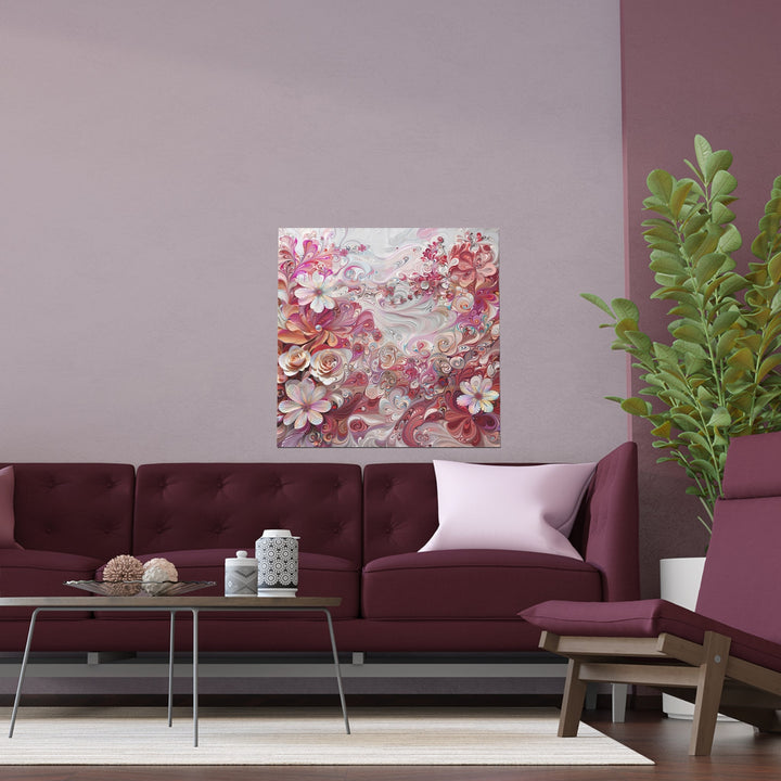 Floral Swirl Symphony - Indoor and Outdoor Silk Poster - Poster - g(0D·IO) - 30″ x 30″ (Square) - Semi Glossy -