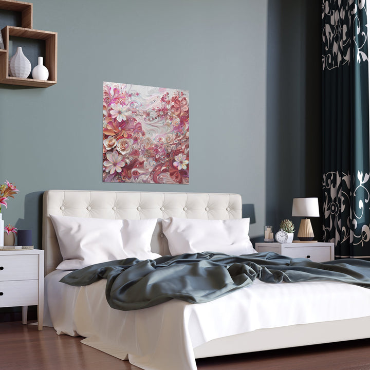 Floral Swirl Symphony - Indoor and Outdoor Silk Poster - Poster - g(0D·IO) - 30″ x 30″ (Square) - Semi Glossy -