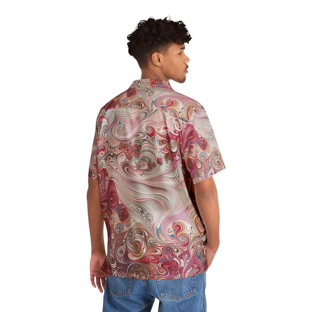 Floral Swirl Symphony - Men's Hawaiian Shirt - All Over Prints - g(0D·IO) - S - Black -