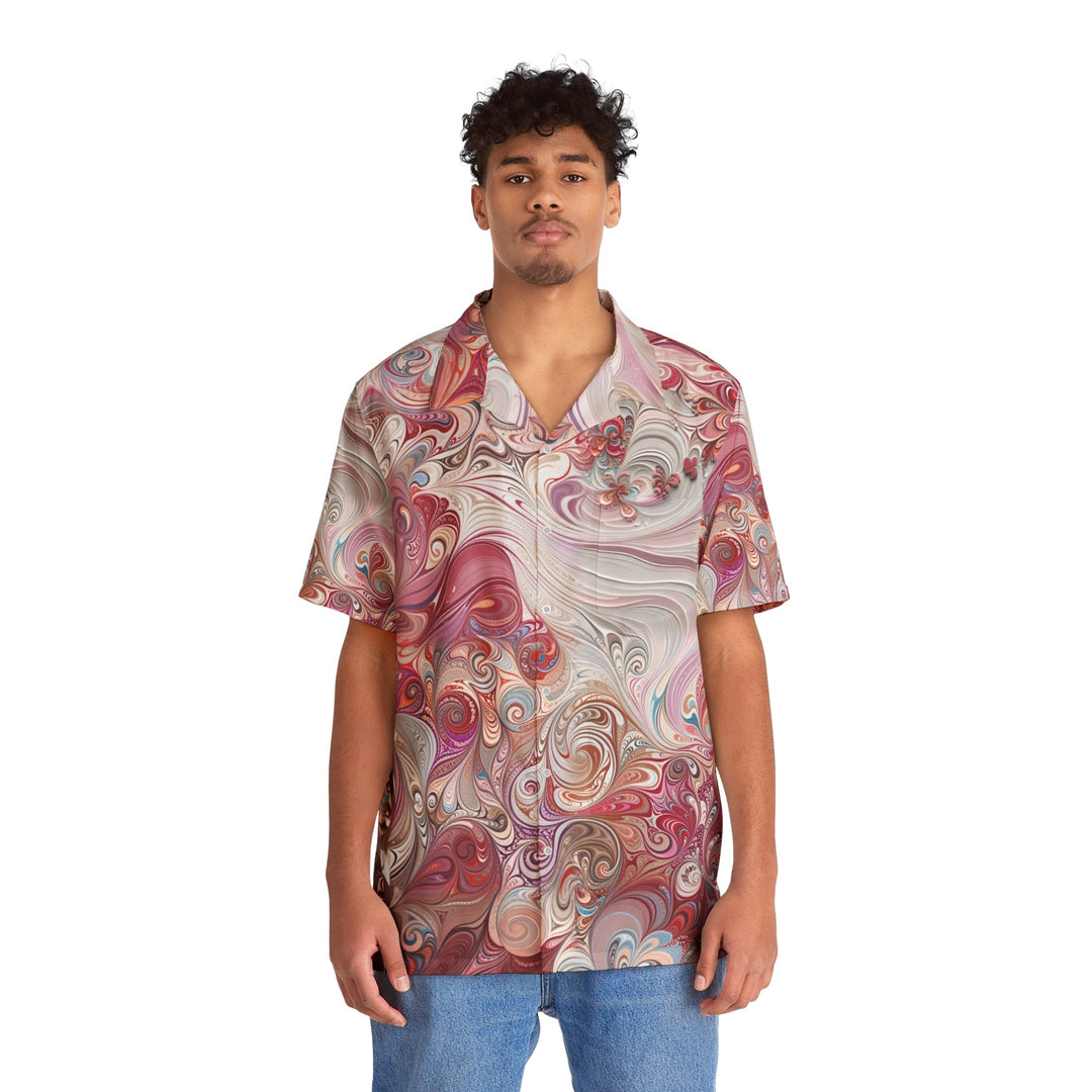 Floral Swirl Symphony - Men's Hawaiian Shirt - All Over Prints - g(0D·IO) - S - Black -