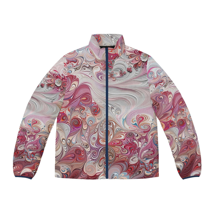 Floral Swirl Symphony - Puffer Jacket - All Over Prints - g(0D·IO) - S - Dark blue zipper -