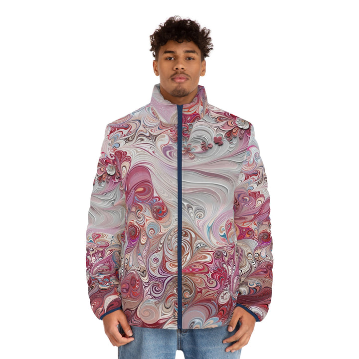 Floral Swirl Symphony - Puffer Jacket - All Over Prints - g(0D·IO) - S - Black zipper -