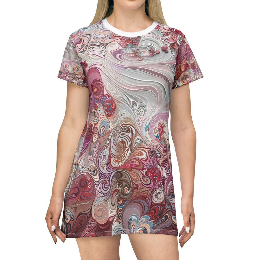 Floral Swirl Symphony - T-Shirt Dress - All Over Prints - g(0D·IO) - XS - -