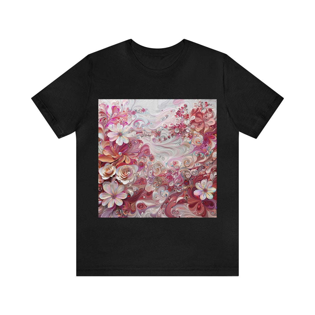 Floral Swirl Symphony - Unisex Jersey Short Sleeve Tee - T-Shirt - g(0D·IO) - Black - S -