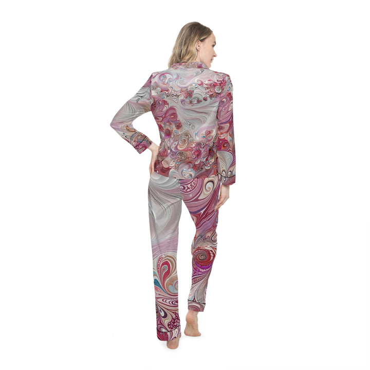 Floral Swirl Symphony - Women's Satin Pajamas - All Over Prints - g(0D·IO) - XS/S - Black -