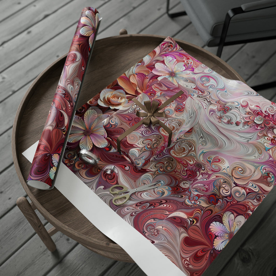 Floral Swirl Symphony - Wrapping Paper - Home Decor - g(0D·IO) - 30'' x 72'' - Matte -