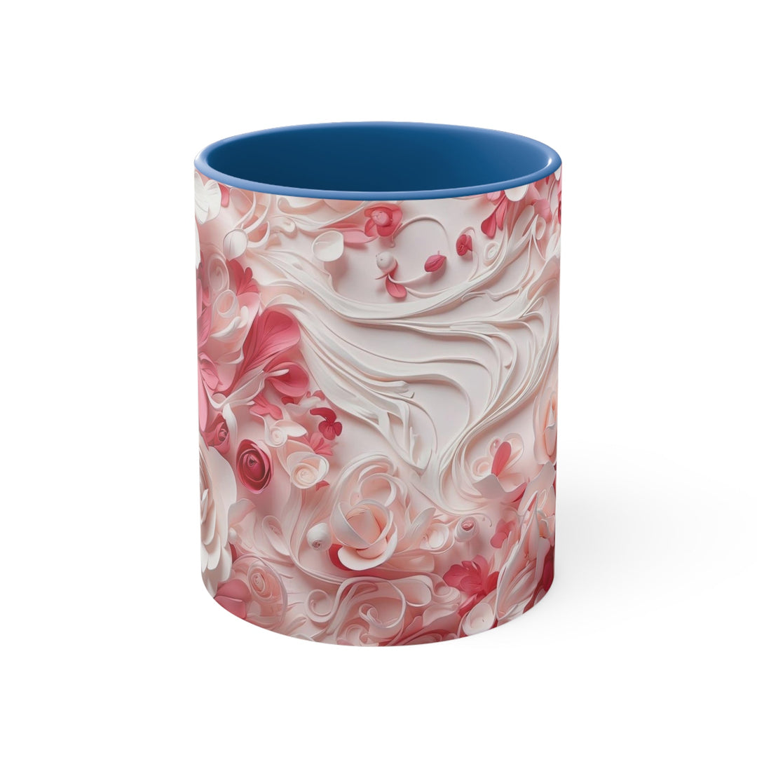 Floral Swirls Abstraction - Accent Coffee Mug - Mug - g(0D·IO) - Blue - 11oz -