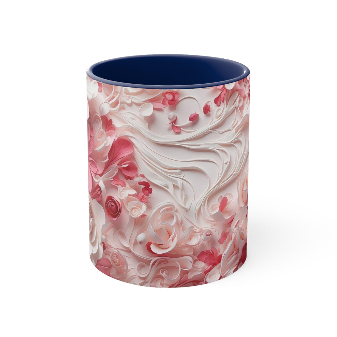 Floral Swirls Abstraction - Accent Coffee Mug - Mug - g(0D·IO) - Navy - 11oz -