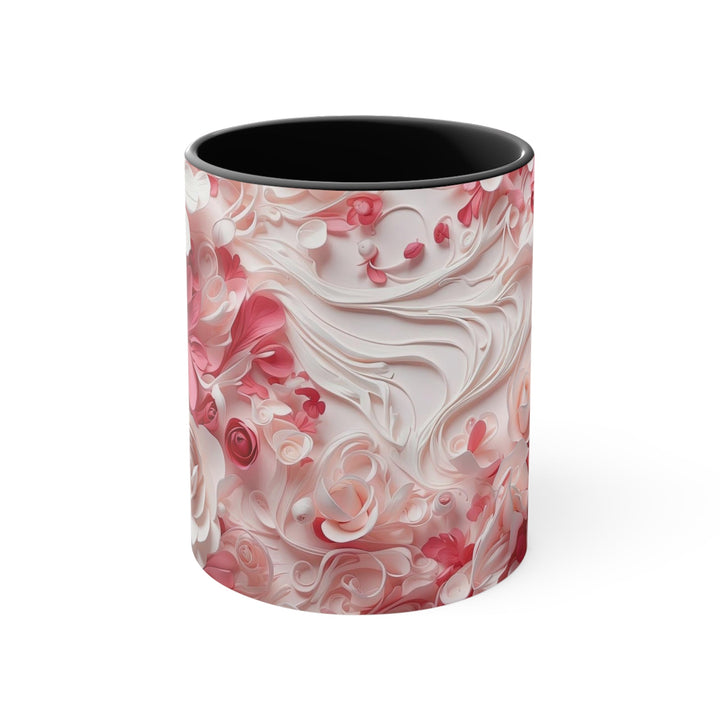 Floral Swirls Abstraction - Accent Coffee Mug - Mug - g(0D·IO) - Black - 11oz -