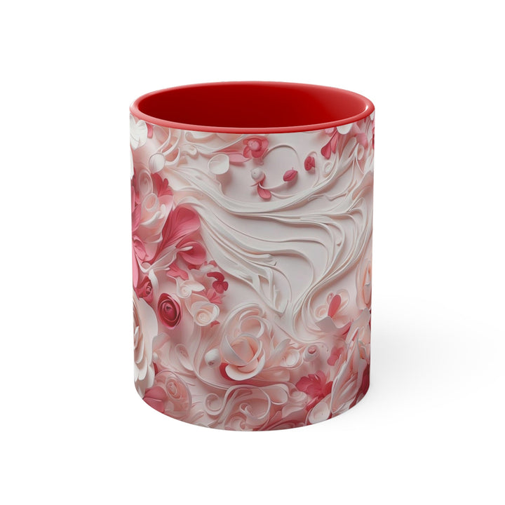 Floral Swirls Abstraction - Accent Coffee Mug - Mug - g(0D·IO) - Red - 11oz -