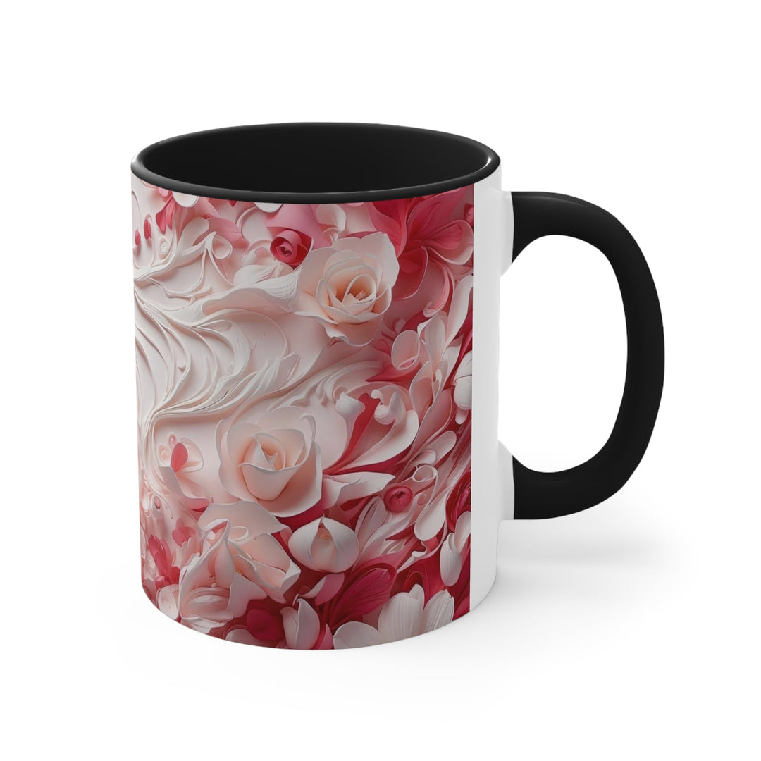 Floral Swirls Abstraction - Accent Coffee Mug - Mug - g(0D·IO) - Pink - 11oz -