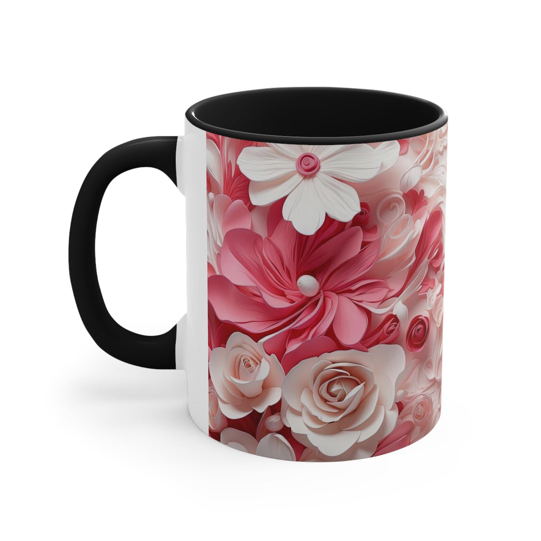 Floral Swirls Abstraction - Accent Coffee Mug - Mug - g(0D·IO) - Pink - 11oz -