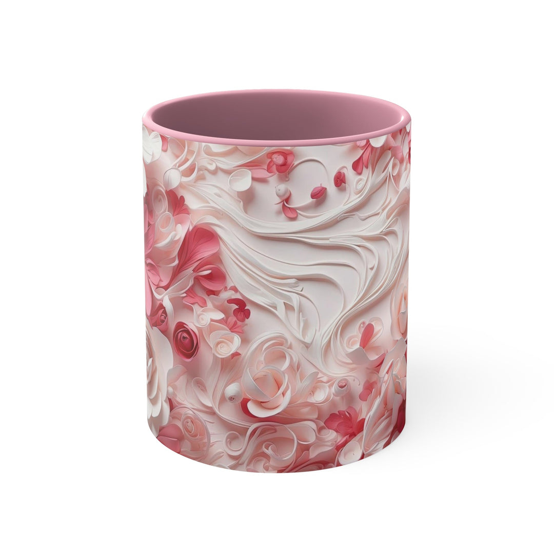 Floral Swirls Abstraction - Accent Coffee Mug - Mug - g(0D·IO) - Pink - 11oz -