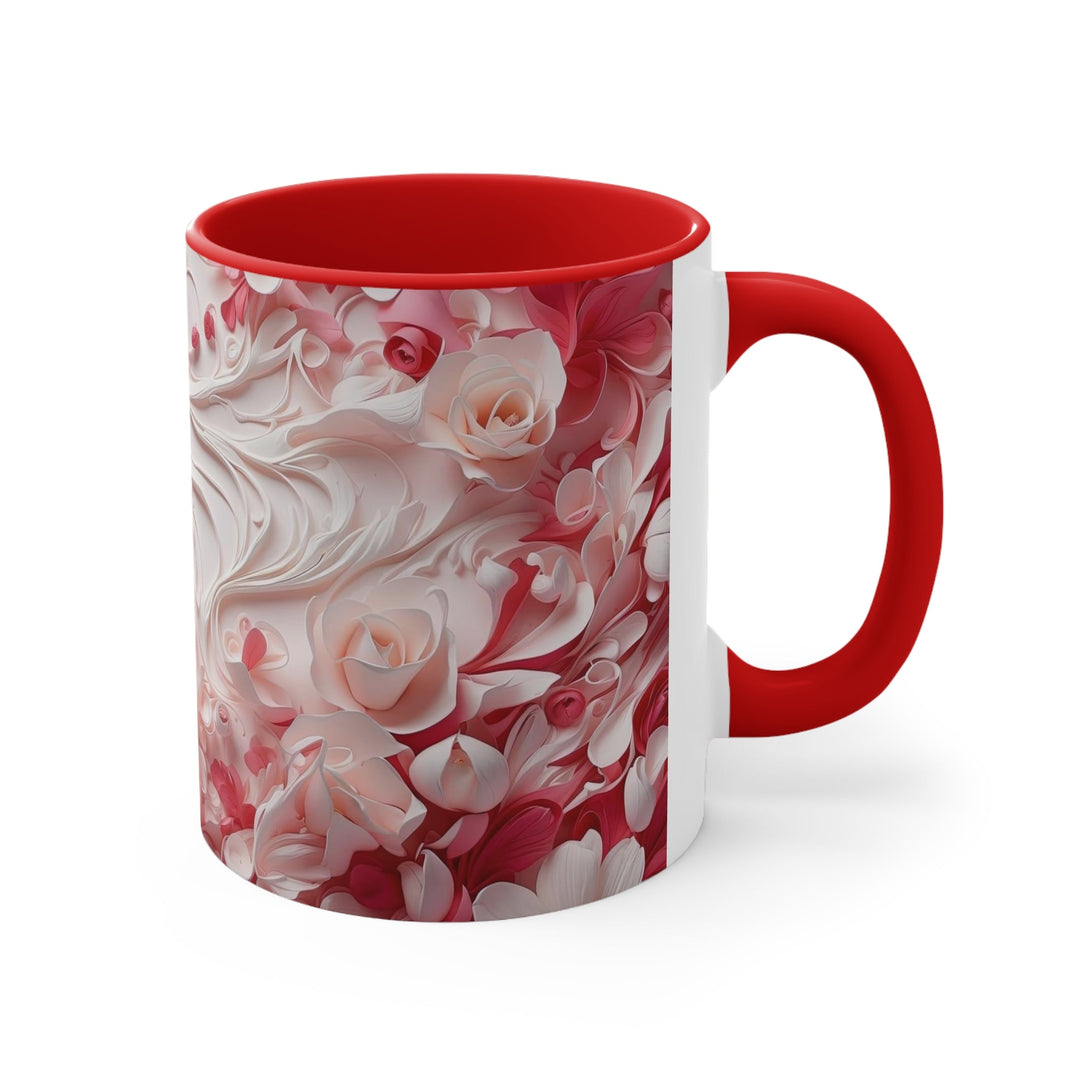 Floral Swirls Abstraction - Accent Coffee Mug - Mug - g(0D·IO) - Pink - 11oz -