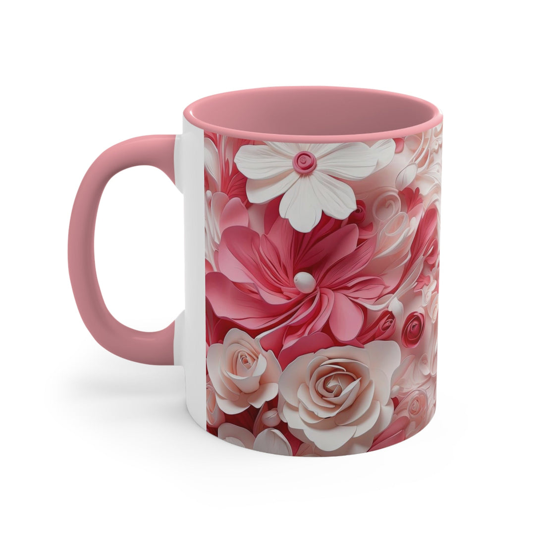 Floral Swirls Abstraction - Accent Coffee Mug - Mug - g(0D·IO) - Pink - 11oz -