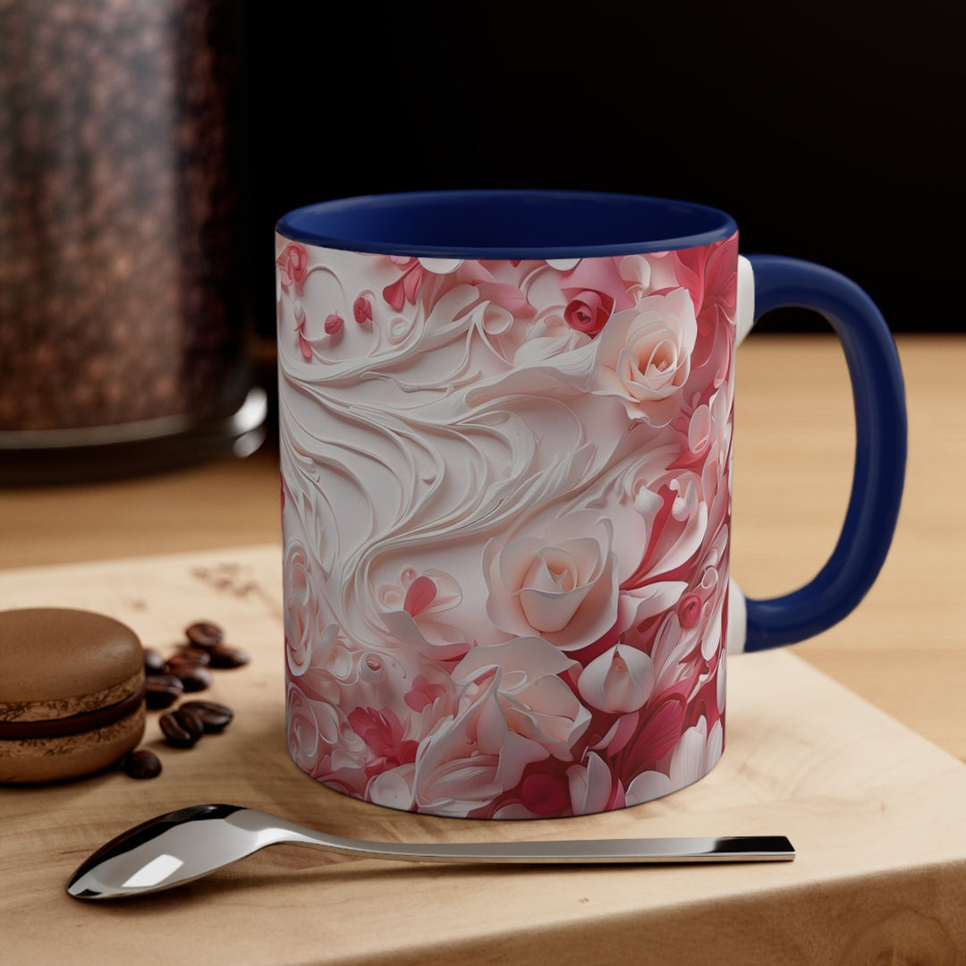 Floral Swirls Abstraction - Accent Coffee Mug - Mug - g(0D·IO) - Pink - 11oz -