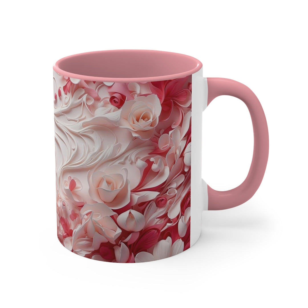 Floral Swirls Abstraction - Accent Coffee Mug - Mug - g(0D·IO) - Pink - 11oz -