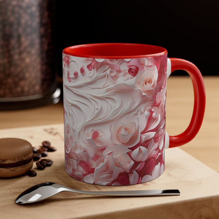 Floral Swirls Abstraction - Accent Coffee Mug - Mug - g(0D·IO) - Pink - 11oz -