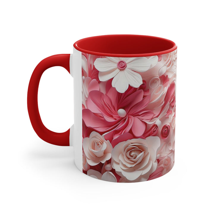 Floral Swirls Abstraction - Accent Coffee Mug - Mug - g(0D·IO) - Pink - 11oz -