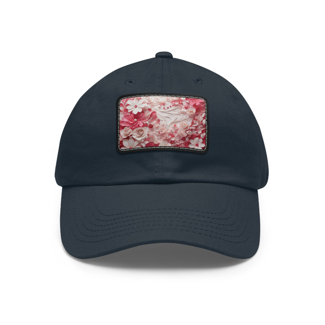 Floral Swirls Abstraction - Dad Hat - Hats - g(0D·IO) - Navy / Black patch - Rectangle - One size