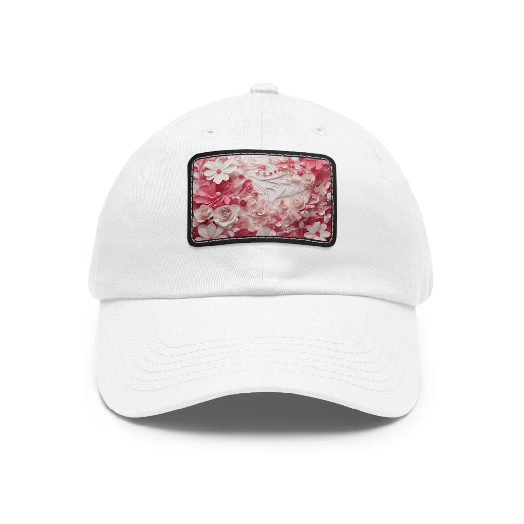 Floral Swirls Abstraction - Dad Hat - Hats - g(0D·IO) - White / Black patch - Rectangle - One size